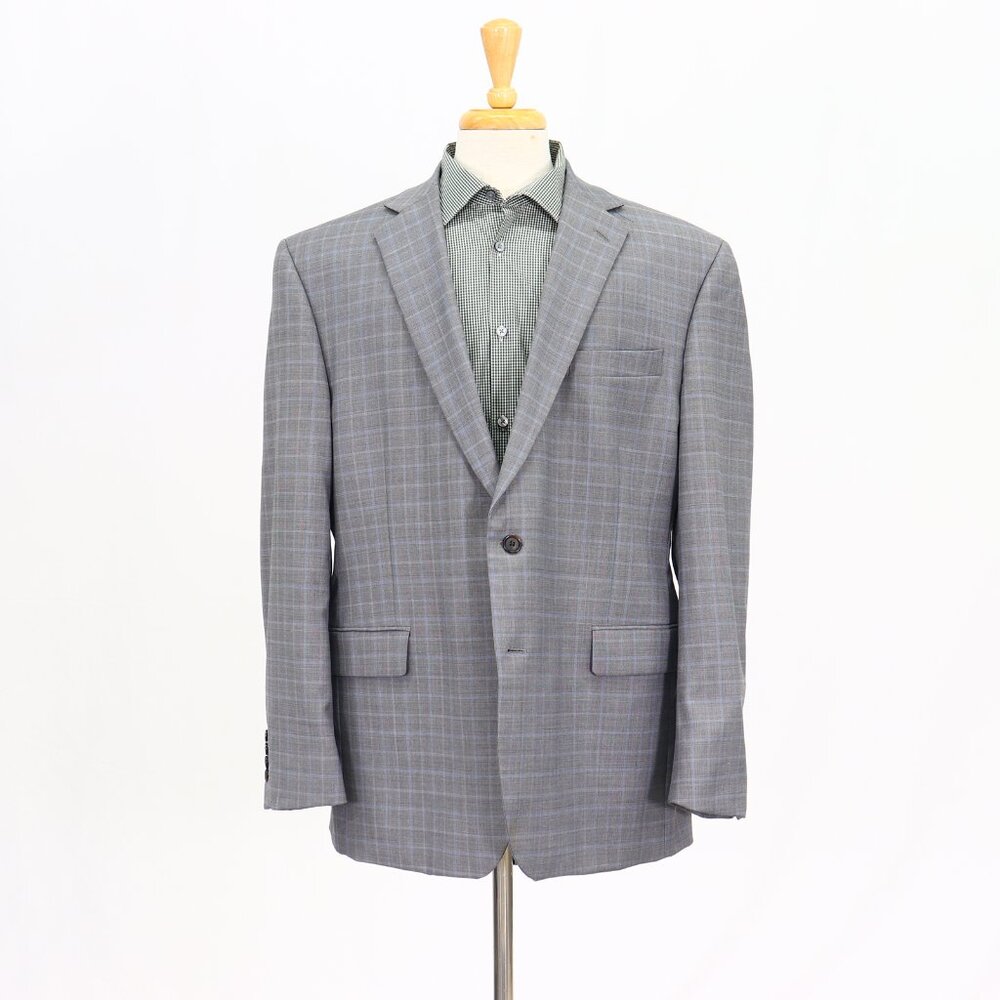 Stafford 48R Gray Check 2-Button Sport Coat Blazer Jacket T226